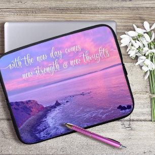Housse Pour Ordinateur Portable Citation Inspirante Pink Purple Ocean Sunset