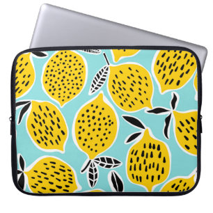 Housse Pour Ordinateur Portable Citron vintage : Motif sans fil tiré à la main