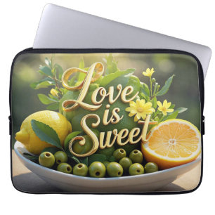 Housse Pour Ordinateur Portable Citrons ensoleillés, olives, tranches d'agrumes
