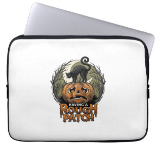 Housse Pour Ordinateur Portable Citrouille d'Halloween Chat Tache Brute Gravure Vi