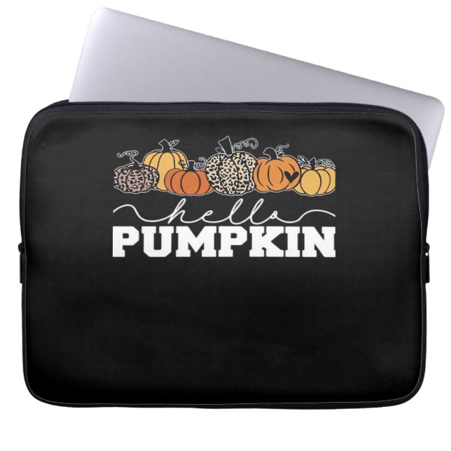 Housse Pour Ordinateur Portable Citrouille Leopard Automne Femmes Mignonne Automne (Devant)