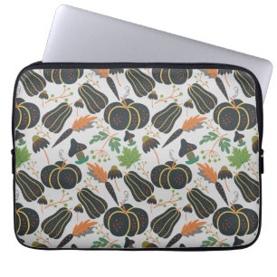 Housse Pour Ordinateur Portable Citrouille sans soudure carotte motif noir et blan