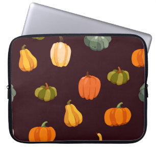 Housse Pour Ordinateur Portable Citrouilles colorés : Élégance d'automne foncé.