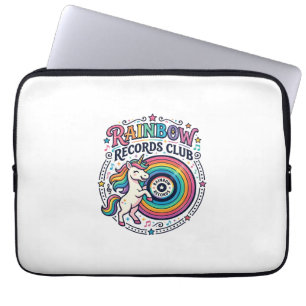 Housse Pour Ordinateur Portable Club de disques Licorne Arc-en-ciel Fond Blanc Mig