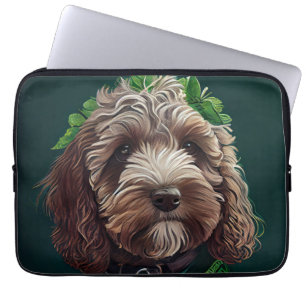 Housse Pour Ordinateur Portable Cockapoo en tenue de la Saint-Patrick