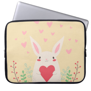 Housse Pour Ordinateur Portable Coeur de lapin mignon valentine