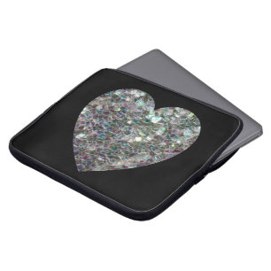 Housse Pour Ordinateur Portable Cœur pailleté mosaïque argenté scintillant