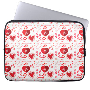 Housse Pour Ordinateur Portable Coeurs d'amour rouges et miel