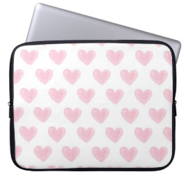 Housse Pour Ordinateur Portable Coeurs d'aquarelle rose. Motif d'amour doux