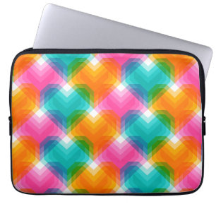 Housse Pour Ordinateur Portable Coeurs géométriques en couleurs psychédéliques (1)