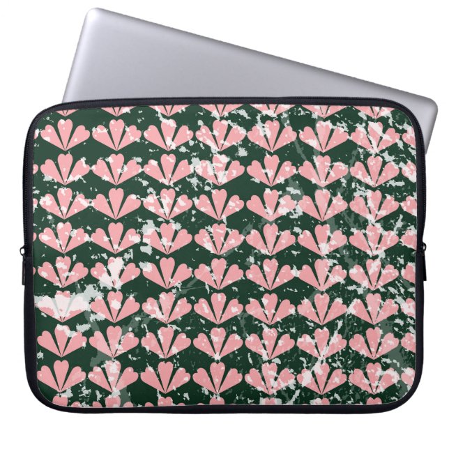 Housse Pour Ordinateur Portable Coeurs gronces et fleurs motif. (Devant)