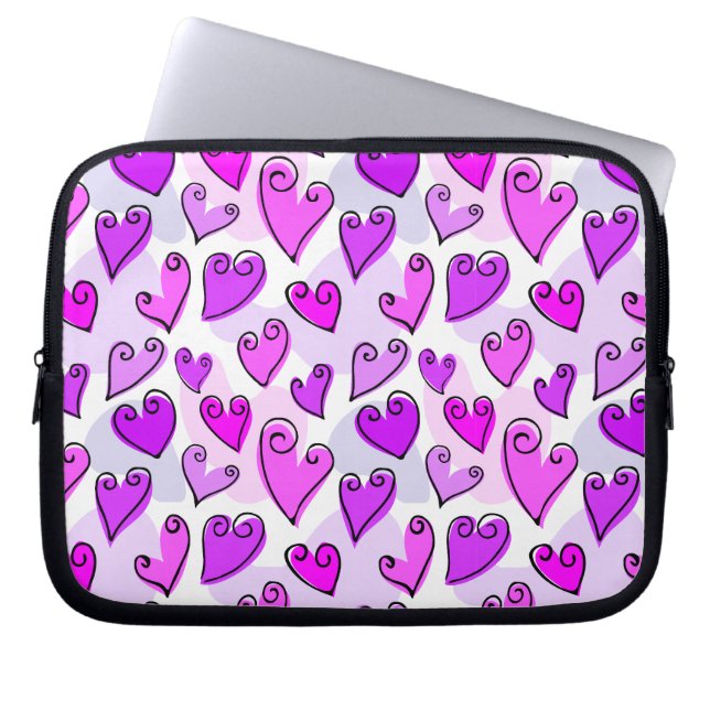 Housse Pour Ordinateur Portable Coeurs pourpres Fille Mignonne Jour des Valentines (Devant)