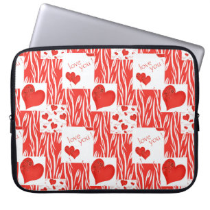 Housse Pour Ordinateur Portable Coeurs rouges, amour.