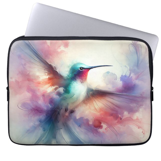 Housse Pour Ordinateur Portable Colibri gracieux en aquarelle (Devant)