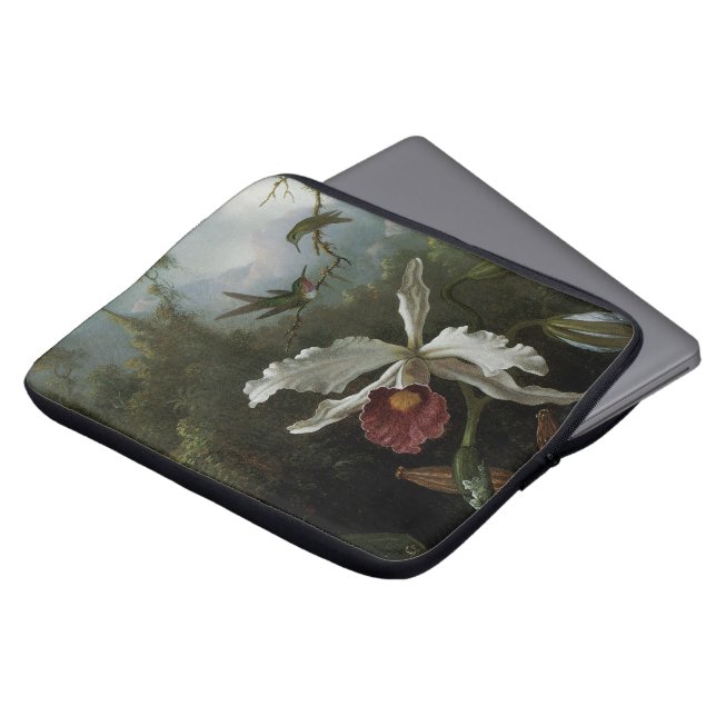 Housse Pour Ordinateur Portable Colibris et orchidée blanche par Martin J. Heade (Devant haut)
