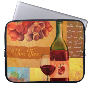 Housse Pour Ordinateur Portable collage à vin de style vintage avec tirage à l'aqu