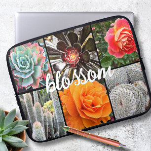 Housse Pour Ordinateur Portable Collage de photos de cactus à fleurs roses Fleurir