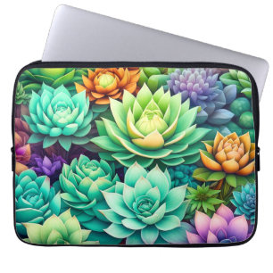 Housse Pour Ordinateur Portable Collage de succulents colorés