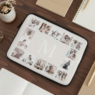 Housse Pour Ordinateur Portable Collage photo personnalisé Beige personnalisé