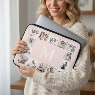 Housse Pour Ordinateur Portable Collage photo personnalisé rose personnalisé