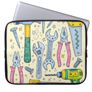 Housse Pour Ordinateur Portable Collection d'outils de bricolage Doodle