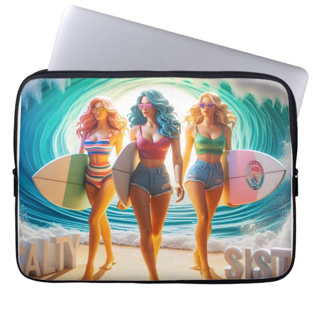 Housse Pour Ordinateur Portable Collection Vagues & Envie de Voyager (Devant)