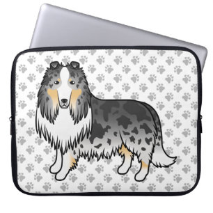 Housse Pour Ordinateur Portable Colley Rough Blue Merle Mignon Chien de Dessin Ani