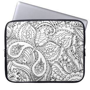 Housse Pour Ordinateur Portable Coloration Flower Art Nouveau Design Floral Aesthé