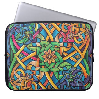 HOUSSE POUR ORDINATEUR PORTABLE COLORÉ ROBE CELTIQUE IRLANDAIS ET FLEURS