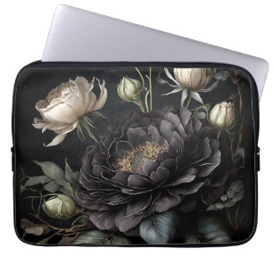 Housse Pour Ordinateur Portable Composition de rose gothique Fleur noire