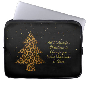 Housse Pour Ordinateur Portable Conception d'arbre de Noël léopard chic
