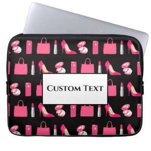 Housse Pour Ordinateur Portable Conception de ceintures rose et noire