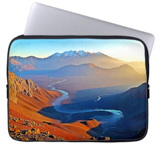 Housse Pour Ordinateur Portable Conception de flux de vallée montagneuse majestueu