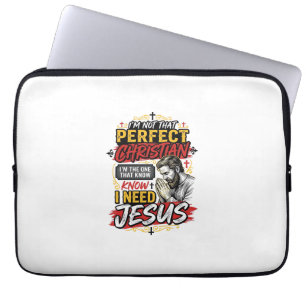 Housse Pour Ordinateur Portable Conception de T-Shirt chrétien Vintage I Need Jesu