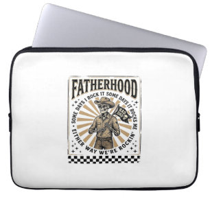 Housse Pour Ordinateur Portable Conception de T-shirt de papa cowboy squelette vin