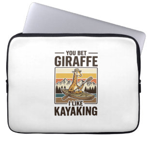 Housse Pour Ordinateur Portable Conception de T-shirt drôle vintage de kayak giraf