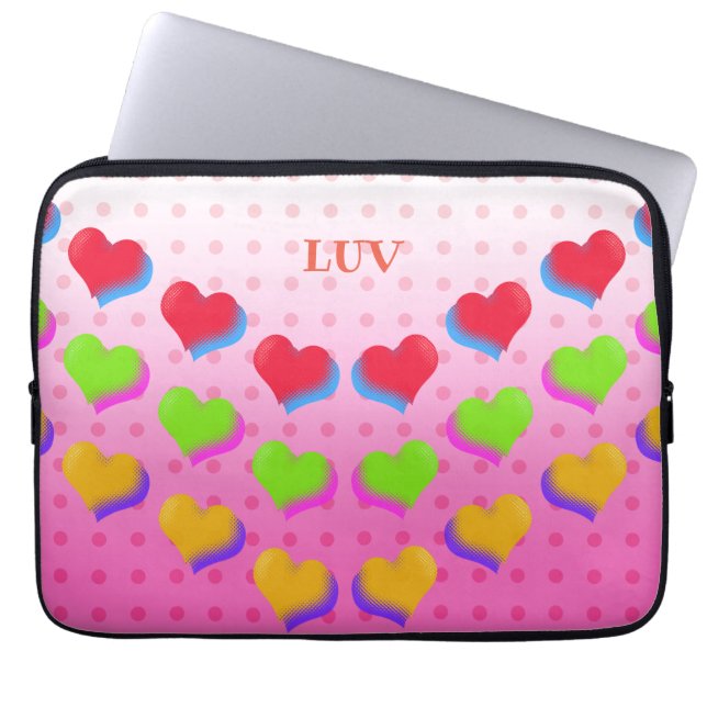 Housse Pour Ordinateur Portable Conception des coeurs rétro (Devant)