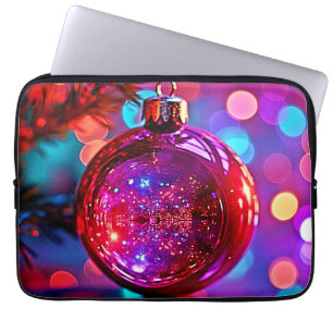 Housse Pour Ordinateur Portable Conception d'ornement de Noël néon vibrant