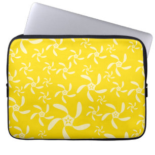 Housse Pour Ordinateur Portable Conception florale d'été. Jaune ensoleillé