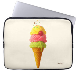 Housse Pour Ordinateur Portable Cone de crème glacée douce - Option de nom personn