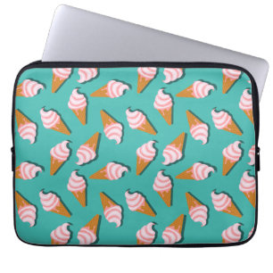 Housse Pour Ordinateur Portable Congés gaufres crème glacée et motif de yaourt con