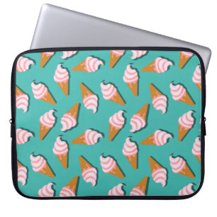 Housse Pour Ordinateur Portable Congés gaufres crème glacée et motif de yaourt con