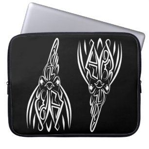Housse Pour Ordinateur Portable Coq tribal noir et blanc