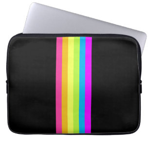 Housse Pour Ordinateur Portable Coque de tablette Retro Stripes (Noir & Néon Multi