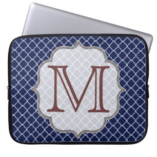 Housse Pour Ordinateur Portable Coque d'ordinateur portable 15 po Monogramme bleu