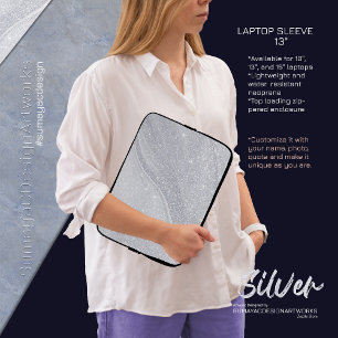 Housse Pour Ordinateur Portable Coque d'ordinateur portable brillant en argent