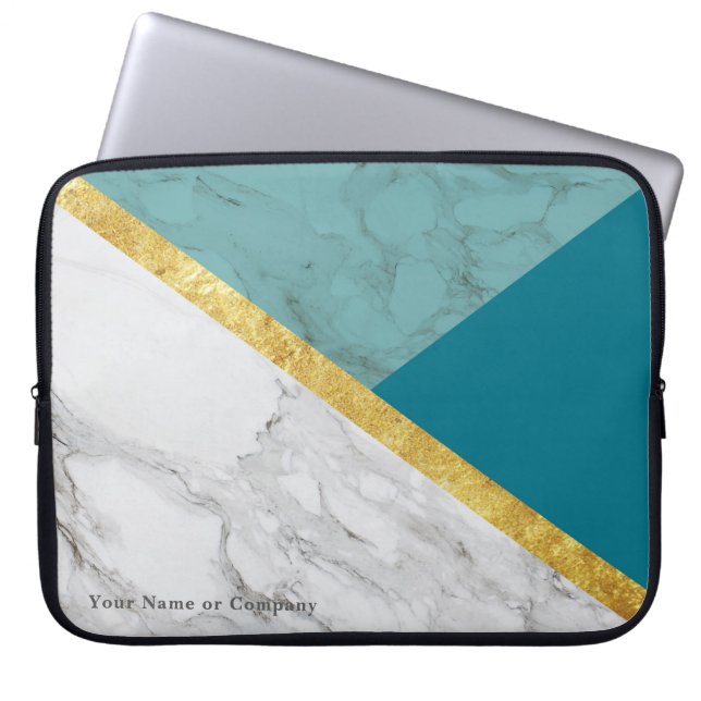 Housse Pour Ordinateur Portable Coque d'ordinateur portable en marbre Turquoise et (Devant)