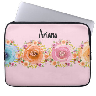 Housse Pour Ordinateur Portable Coque d'ordinateur portable en rose avec fleurs co