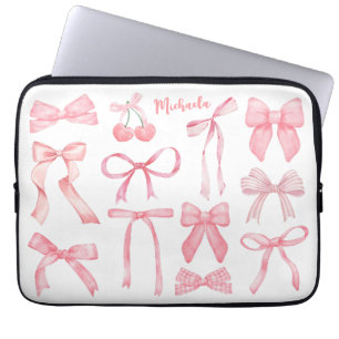 Housse Pour Ordinateur Portable Coquette Esthétique Cute Rose Bows Girinine Femini