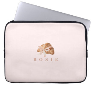 Housse Pour Ordinateur Portable Coquette personnalisée Croissant rose Ribbon